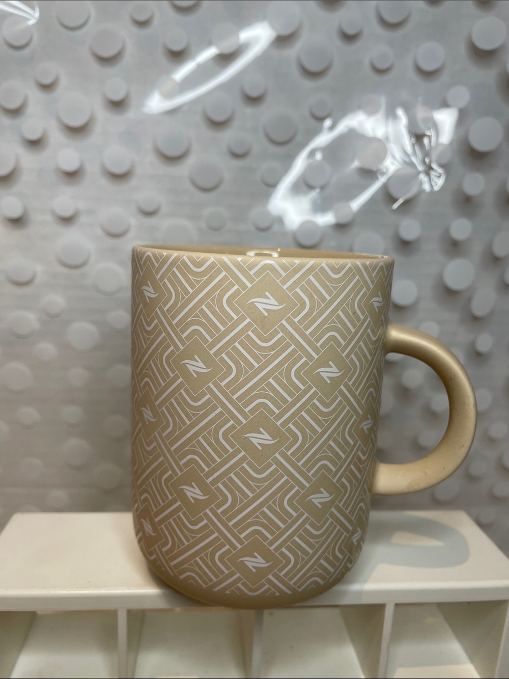 Nespresso Beige Geometric Pattern Ceramic Mug